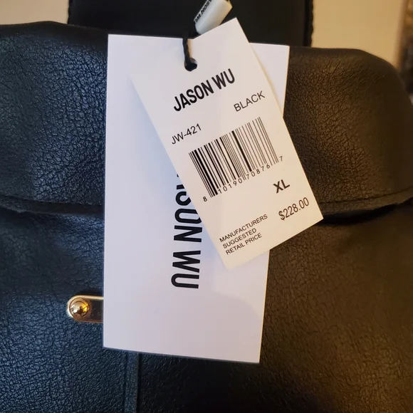 Jason Wu Black Faux Leather Button Jacket - Picture 8 of 8